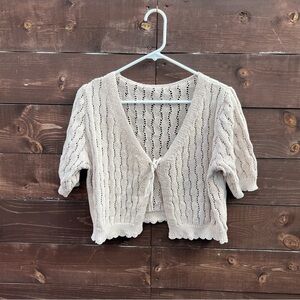 Knit Short Sleeve Crop Sweater Size Large